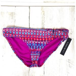 La Blanca Womens 16 Pink Multi Retro Bikini Bottoms Boho Beach NWT Swim